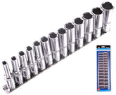 Bluespot Metric Deep Socket Set/ Long Reach Sockets On Rail 3/8" Drive 6-19mm